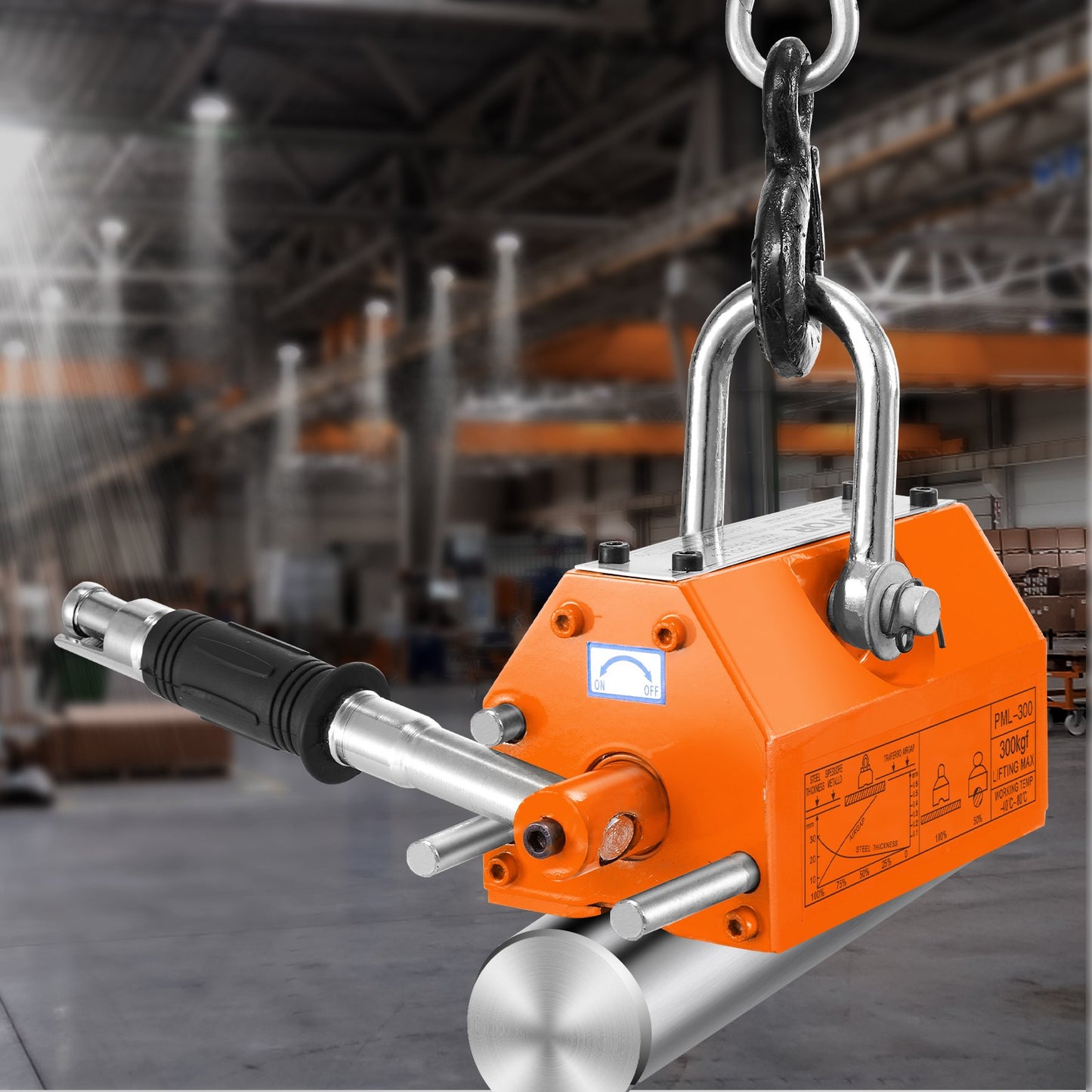 VEVOR Magnetic Lifter, 300 kg Pulling Capacity, 2.5 Safety Factor, Neodymium & Steel, Lifting Magnet with Release, Permanent Lift Magnets, Heavy Duty Magnet for Hoist, Shop Crane, Block, Board