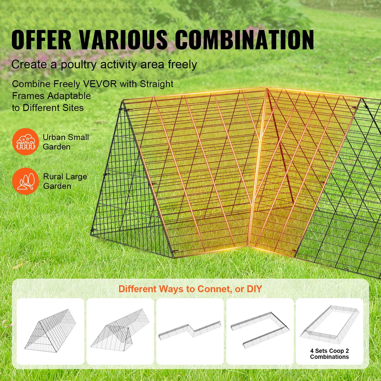 VEVOR Chicken Tunnels, 400x100x61.5 cm(LxWxH) Chicken Tunnels for Yard, Portable Chicken Tunnels for Outside with Corner Frames, Chicken Coop Run, Suitable for Chickens, Ducks, Rabbits