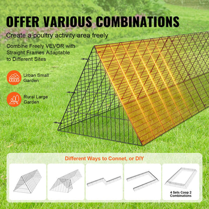 VEVOR Chicken Tunnels, 300 x 71 x 61.5cm (LxWxH) Chicken Tunnels for Yard, Portable Chicken Tunnels for Outside Easy Installation, Chicken Coop Run, Suitable for Chickens, Ducks, Rabbits