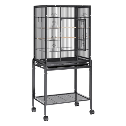 VEVOR 54 inch Standing Large Bird Cage, Carbon Steel Flight Bird Cage for Parakeets, Cockatiels, Parrots, Macaw with Rolling Stand and Tray