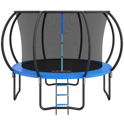 VEVOR 10FT Trampoline, 330 lbs Trampoline with Enclosure Net, Ladder, and Curved Pole, Heavy Duty Trampoline with Jumping Mat and Spring Cover Padding, Outdoor Recreational Trampolines for Kids Adults