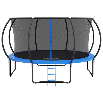 VEVOR 14FT Trampoline, 450 lbs Trampoline with Enclosure Net, Ladder, and Curved Pole, Heavy Duty Trampoline with Jumping Mat and Spring Cover Padding, Outdoor Recreational Trampolines for Kids Adults