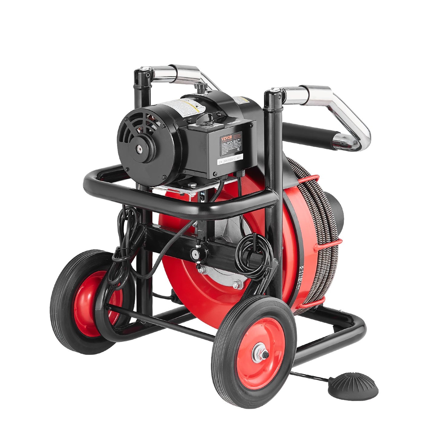 VEVOR Drain Cleaner Machine Electric Drain Auger 100FT x 3/8 In Auto Feed