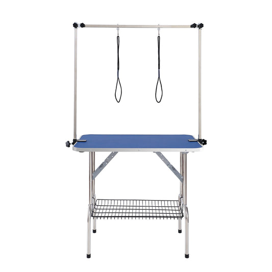 VEVOR Pet Grooming Table Two Arms with Clamp, 915 x 610mm Dog Grooming Station, Foldable Pets Grooming Stand for Medium and Small Dogs, Free Two No Sit Haunch Holder with Grooming Loop, Bearing 150kg