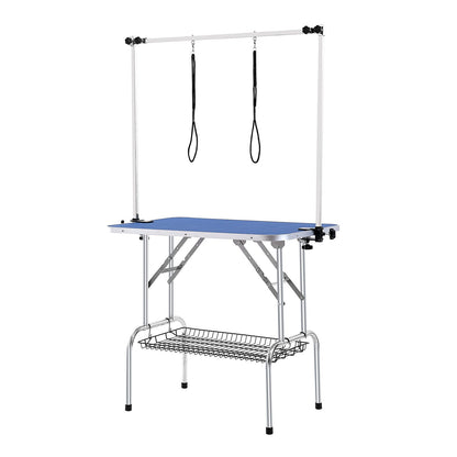 VEVOR Pet Grooming Table Two Arms with Clamp, 915 x 610mm Dog Grooming Station, Foldable Pets Grooming Stand for Medium and Small Dogs, Free Two No Sit Haunch Holder with Grooming Loop, Bearing 150kg