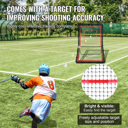VEVOR Lacrosse Rebounder for Backyard, 5x7 Ft Volleyball Bounce Back Net, Pitchback Throwback Baseball Softball Return Training Screen, Adjustable Angle Shooting Practice Training Wall with Target