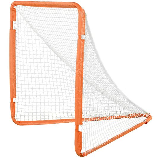 VEVOR Lacrosse Goal, 1.2 mx 1.2 m Small Kids Lacrosse Net, Folding Portable Lacrosse Goal with Carry Bag, Iron Frame Backyard Training Equipment, Quick & Easy Setup, Perfect for Youth Training, Orange