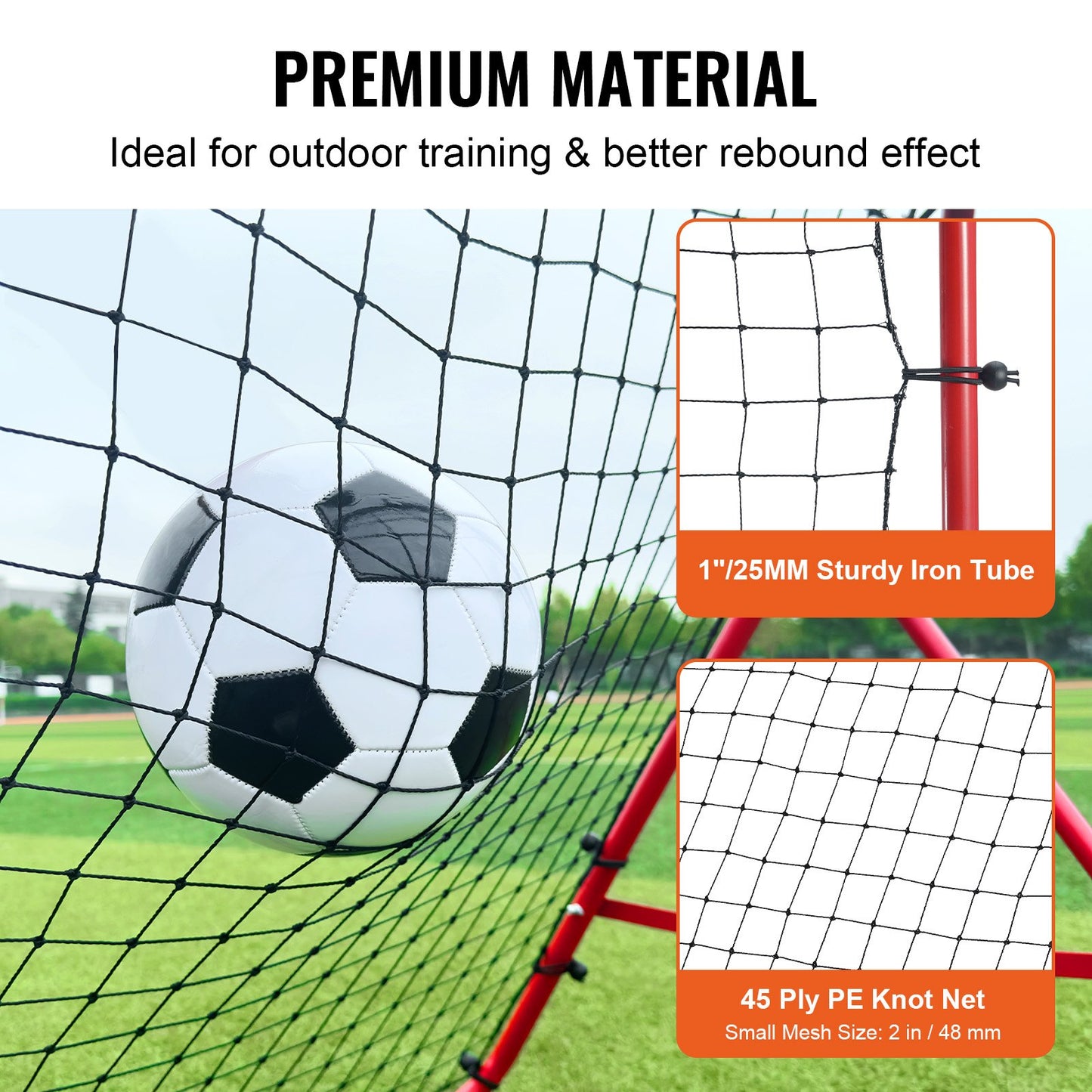 VEVOR Soccer Rebounder Rebound Net, Kick-Back 100x100 cm, Portable Football Training Gifts, Fully Adjustable Angles Goal Net, Aids & Equipment for Kids Teens & All Ages, Easy Set Up & Perfect Storage