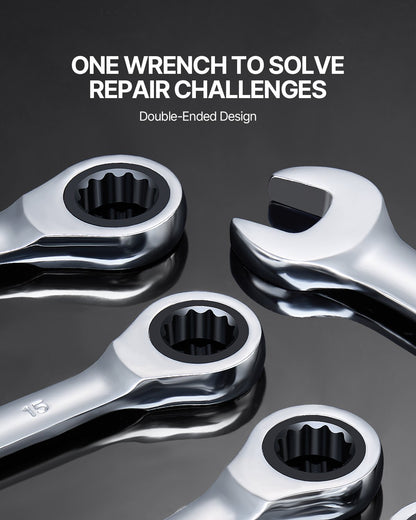 VEVOR Combination Wrench Set 8-Piece Metric 8 mm to 19 mm with Organizer Rack