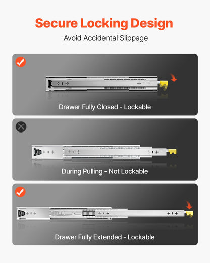 VEVOR 1 Pair 16-60 in Soft-Close Drawer Slides Ball Bearing Full Extension