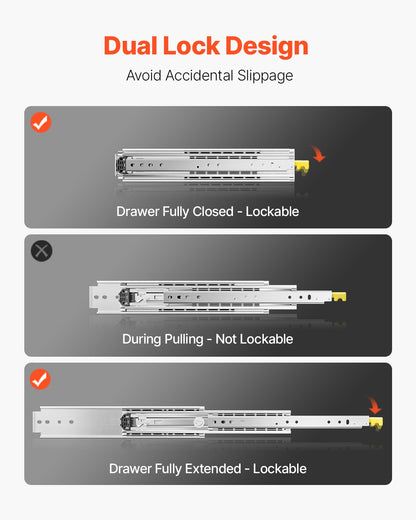 VEVOR 1 Pair 18-60 in Soft-Close Drawer Slides Ball Bearing Full Extension