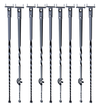 VEVOR Staircase Metal Balusters, 44'' x 1/2" Galvanized Steel Decorative Banister Spindles, 10 Pack Deck Baluster with Hollow Single Baskets, Twists, Spiral Stair Railing w/ Shoes & Screws