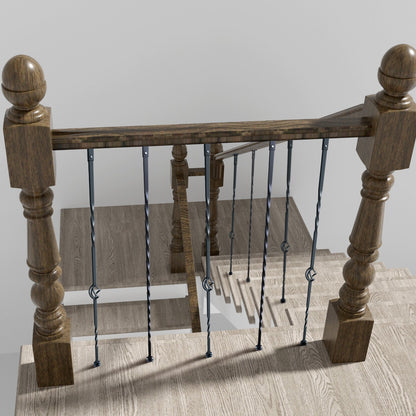 VEVOR Staircase Metal Balusters, 44'' x 1/2" Galvanized Steel Decorative Banister Spindles, 10 Pack Deck Baluster with Hollow Single Baskets, Twists, Spiral Stair Railing w/ Shoes & Screws