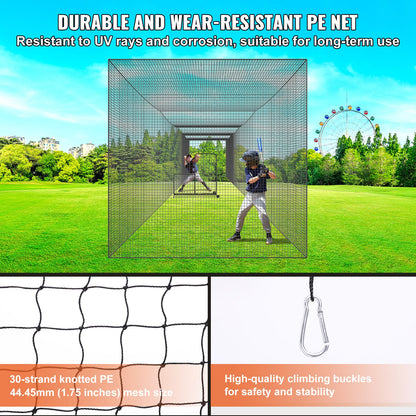 VEVOR Baseball Batting Netting, Professional Softball Baseball Batting Hitting Training Net, Practice Portable Pitching Cage Net with Door & Carry Bag, Heavy Duty Enclosed PE Netting,1676CM (NET ONLY)