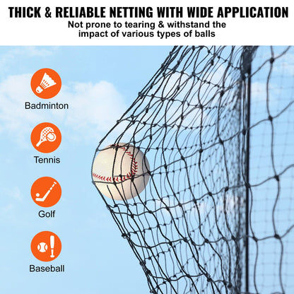 VEVOR Baseball Batting Netting, Professional Softball Baseball Batting Hitting Training Net, Practice Portable Pitching Cage Net with Door & Carry Bag, Heavy Duty Enclosed PE Netting,2133CM (NET ONLY)