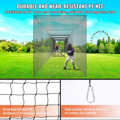 VEVOR Baseball Batting Netting, Professional Softball Baseball Batting Hitting Training Net, Practice Portable Pitching Cage Net with Door & Carry Bag, Heavy Duty Enclosed PE Netting,2133CM (NET ONLY)