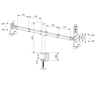 Universal Dual Monitor Arm 12 to 27 inch